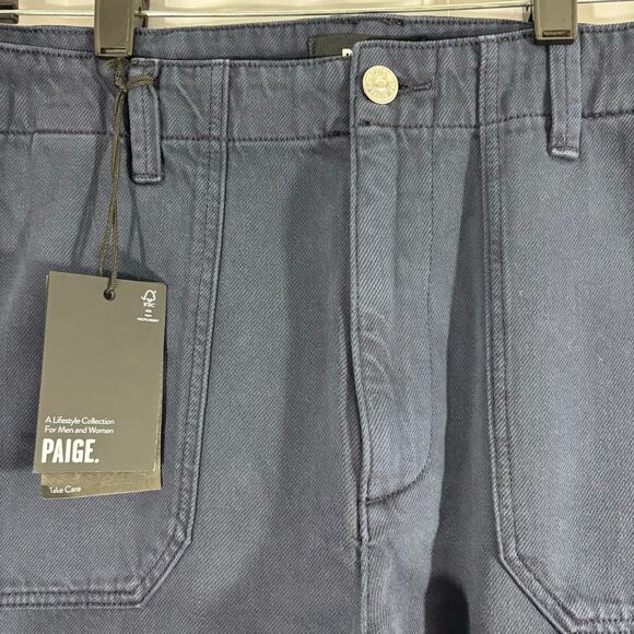 NWT PAIGE Kirby StraightLeg Jeans Vintage Dark Blue Utility Flap Pockets Size 27 - Picture 4 of 10